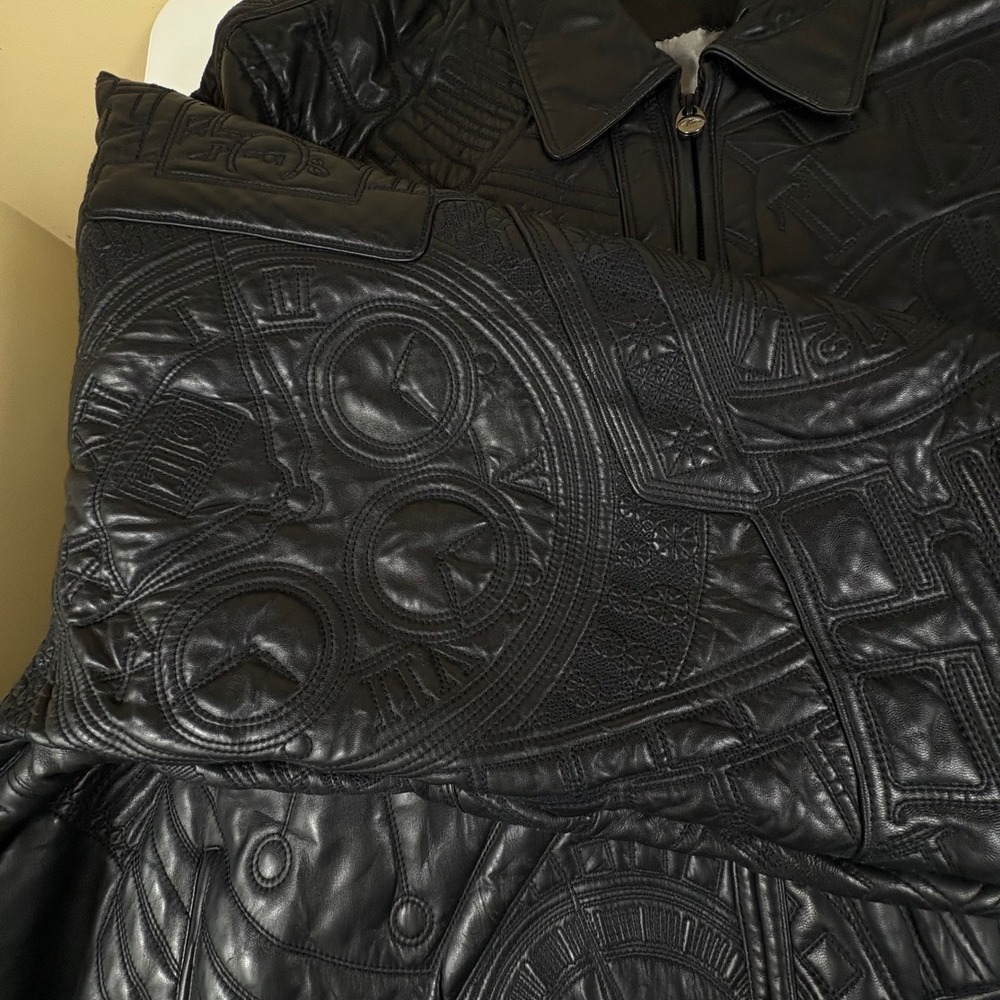 Vintage Pelle Pelle Marc Buchanan Embossed Leather Bomber Jacket 56‎ Y2K - Picture 14 of 16